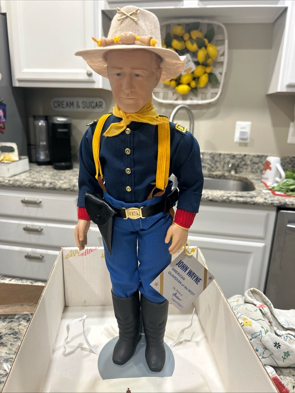Effanbee John Wayne 17" Doll w/Hat Box Unused Guardian of the West  1981 vintage